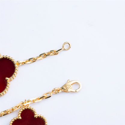 [Everoly JW]CLOVER BRACELET 5 MOTIFS CARNELIAN TIGER EYE