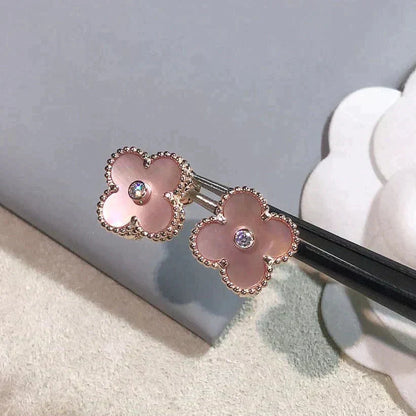 [Everoly JW]CLOVER MEDIUM 1 MOTIFS PINK MOP DIAMOND OHRRINGE