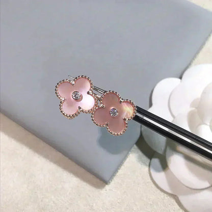 [Everoly JW]CLOVER MEDIUM 1 MOTIFS PINK MOP DIAMOND OHRRINGE
