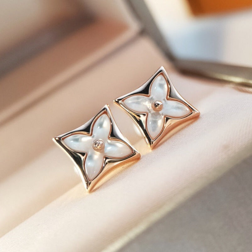 [Everoly JW]STAR MOP PINK GOLD EARRINGS