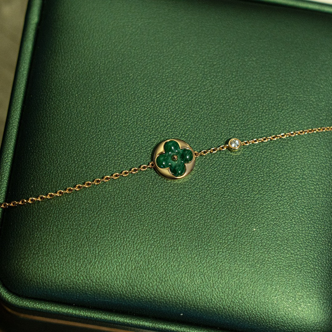 [Everoly JW]SUN MALACHITE 1 DIAMANT ROTGOLDARMBAND