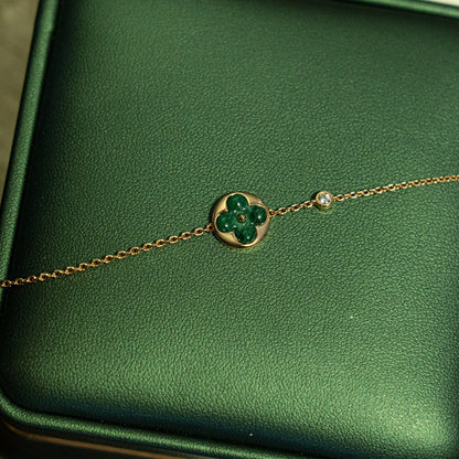 [Everoly JW]SUN MALACHITE 1 DIAMANT ROTGOLDARMBAND
