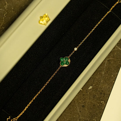 [Everoly JW]SUN MALACHITE 1 DIAMANT ROTGOLDARMBAND
