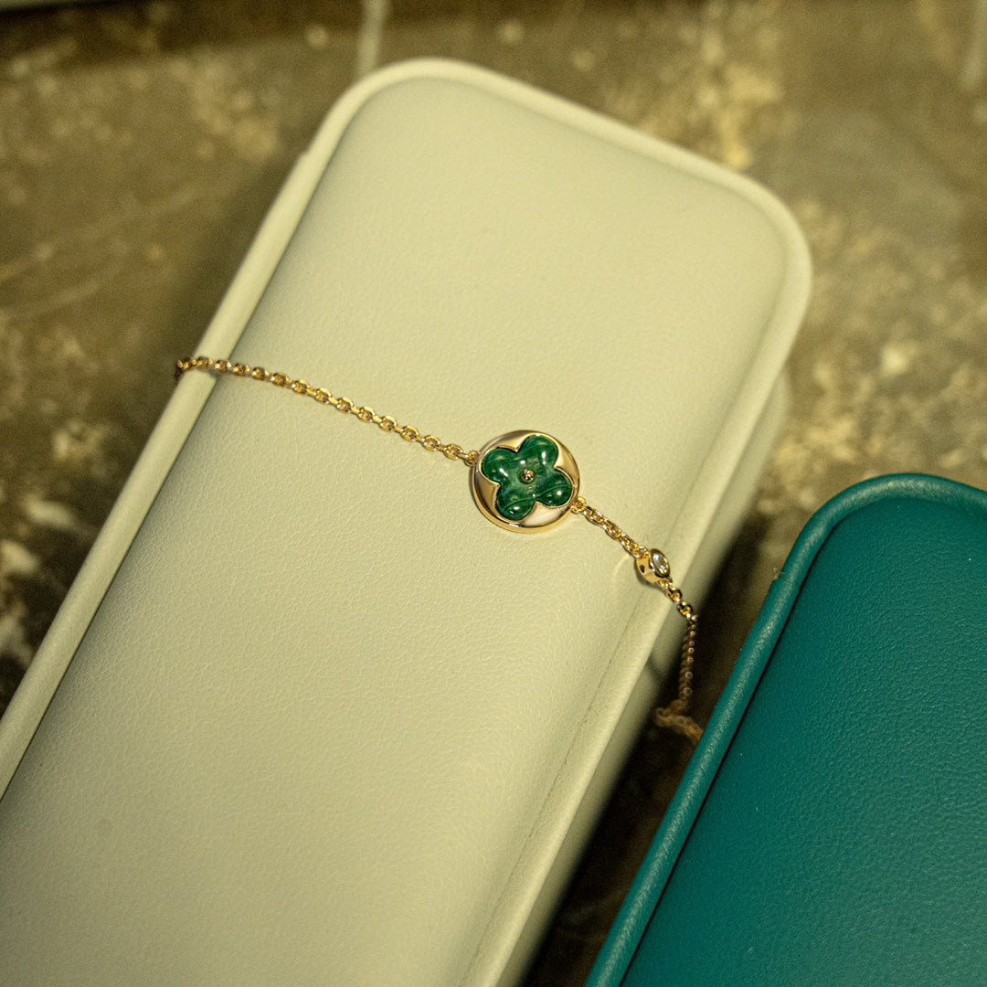 [Everoly JW]SUN MALACHITE 1 DIAMANT ROTGOLDARMBAND
