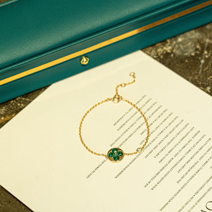 [Everoly JW]SUN MALACHITE 1 DIAMANT ROTGOLDARMBAND