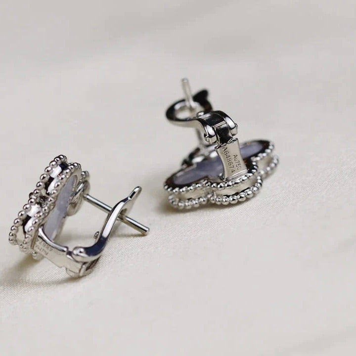 [Everoly JW]CLOVER MEDIUM 1 MOTIVE WEISSE MOP OHRRINGE SILBER