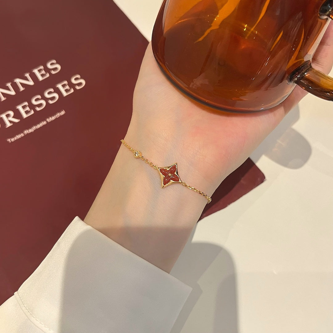 [Everoly JW]COLOR STAR KARNEOL ROSA GOLD DIAMANT ARMBAND
