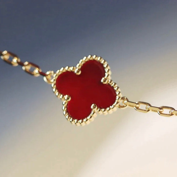 [Everoly JW]CLOVER 20 MOTIFS CARNELIAN NECKLACE