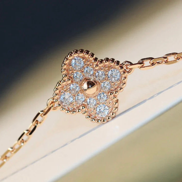 [Everoly JW]CLOVER 20 MOTIFS MALACHITE DIAMOND NECKLACE