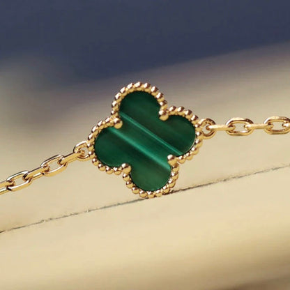 [Everoly JW]CLOVER 20 MOTIFS MALACHITE DIAMOND NECKLACE