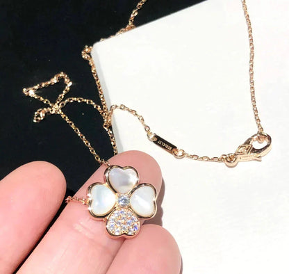 [Everoly JW]CLOVER MOP DIAMOND ROSE GOLD NECKLACE