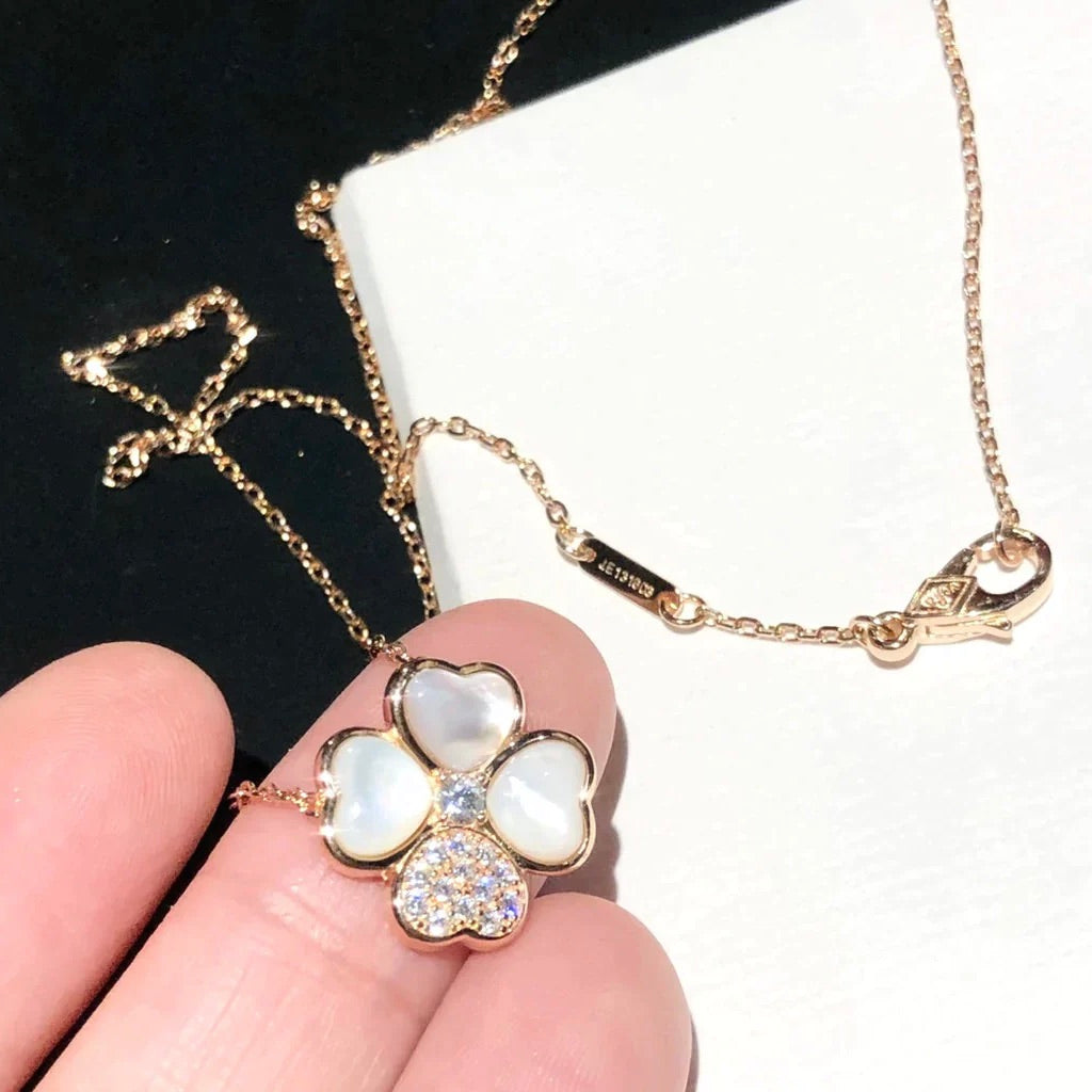 [Everoly JW]CLOVER MOP DIAMOND ROSE GOLD NECKLACE