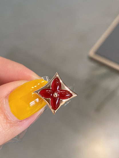 [Everoly JW]スター＆サン ピンクゴールド カーネリアン スタッドピアス