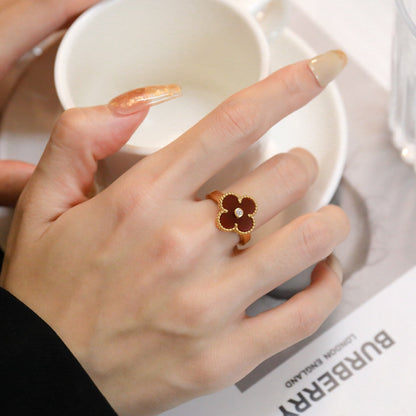 [Everoly JW]CLOVER KARNEOL RING ROSÉGOLD DIAMANT