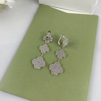 [Everoly JW] Kleeblatt-Ohrringe mit 3 Diamanten in Silber