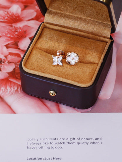 [Everoly JW]STAR AND SUN PINK GOLD MOP STUD EARRINGS