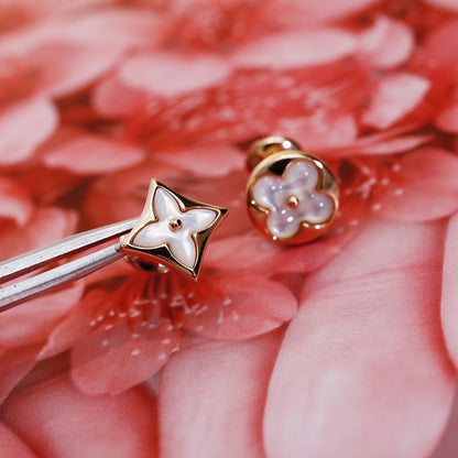 [Everoly JW]STAR AND SUN PINK GOLD MOP STUD EARRINGS