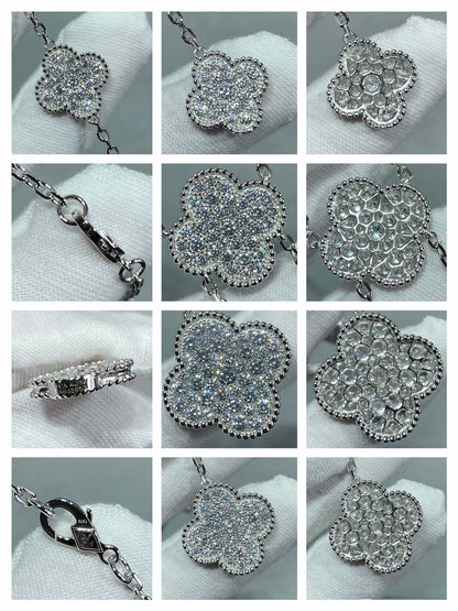 [Everoly JW]CLOVER 6 MOTIF DIAMOND PAVED NECKLACE