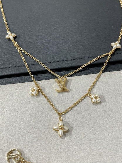 [Everoly JW]FLOWERGRAM GOLD MOP DOPPELREIHIGE HALSKETTE