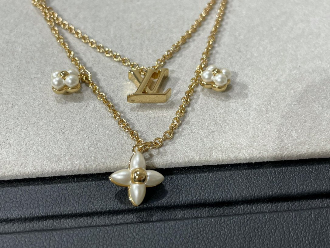 [Everoly JW]FLOWERGRAM GOLD MOP DOPPELREIHIGE HALSKETTE