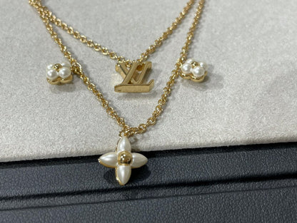 [Everoly JW]FLOWERGRAM GOLD MOP DOPPELREIHIGE HALSKETTE