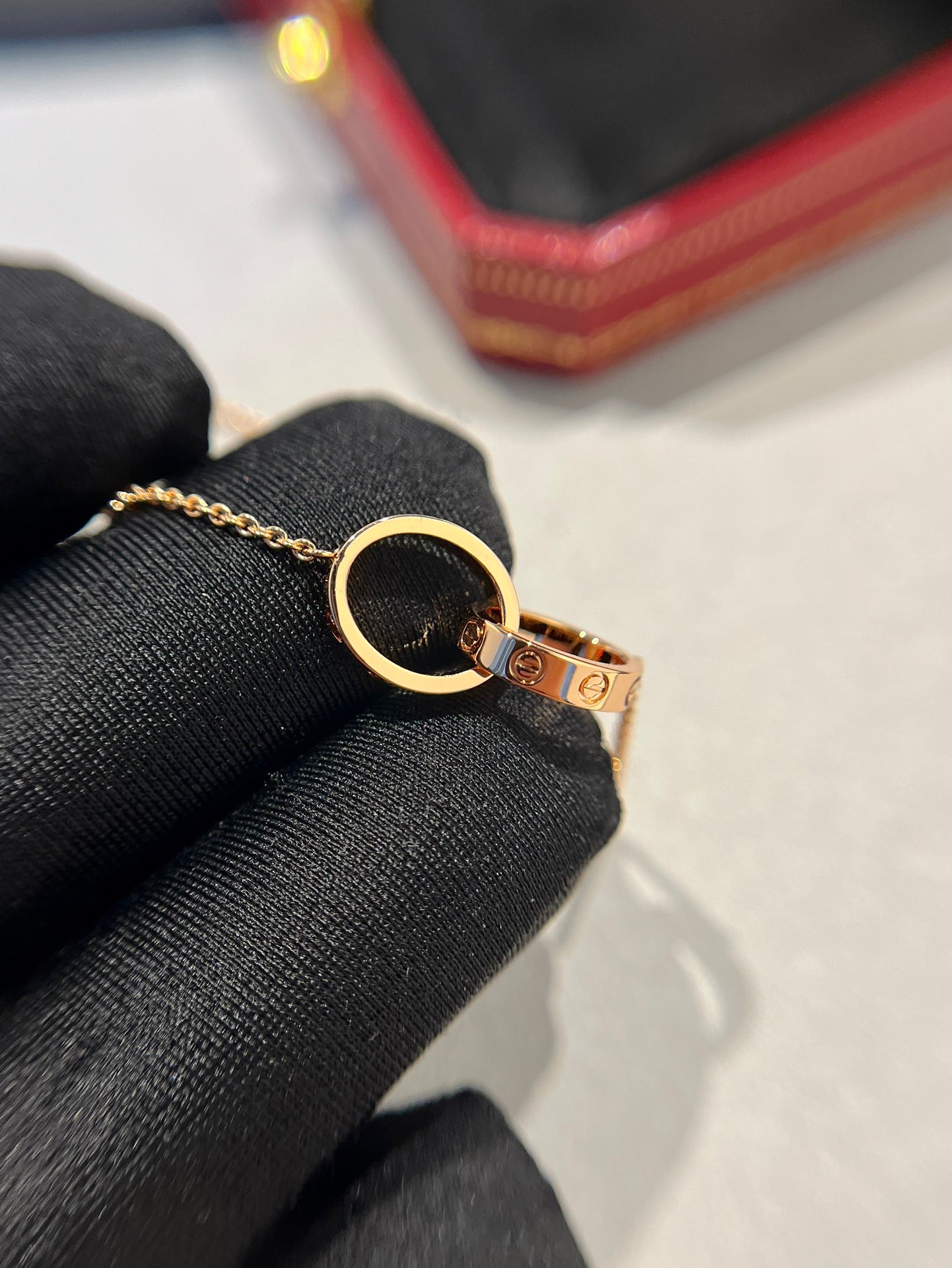 [Everoly JW]LIEBESHALSKETTE DOPPELRING ROSA GOLD