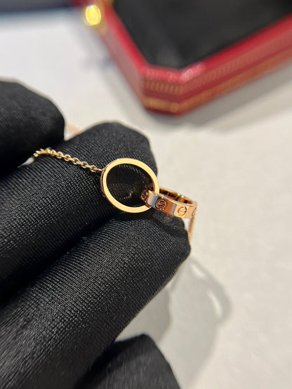 [Everoly JW]LIEBESHALSKETTE DOPPELRING ROSA GOLD
