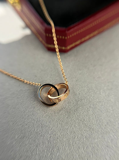 [Everoly JW]LIEBESHALSKETTE DOPPELRING ROSA GOLD
