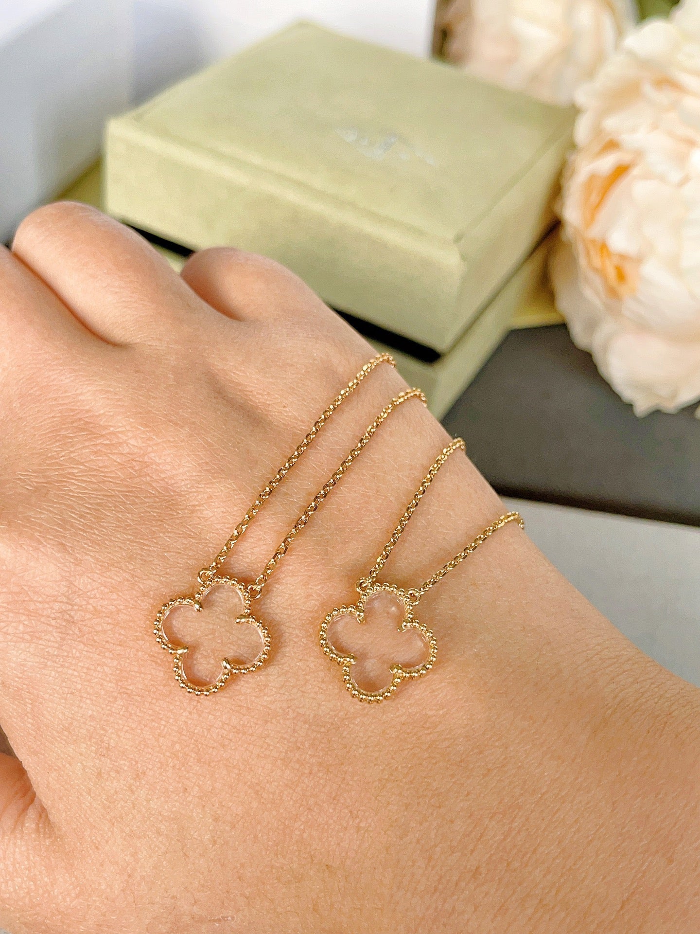 [Everoly JW]CLOVER BERGKRISTALL ROSÉGOLD HALSKETTE