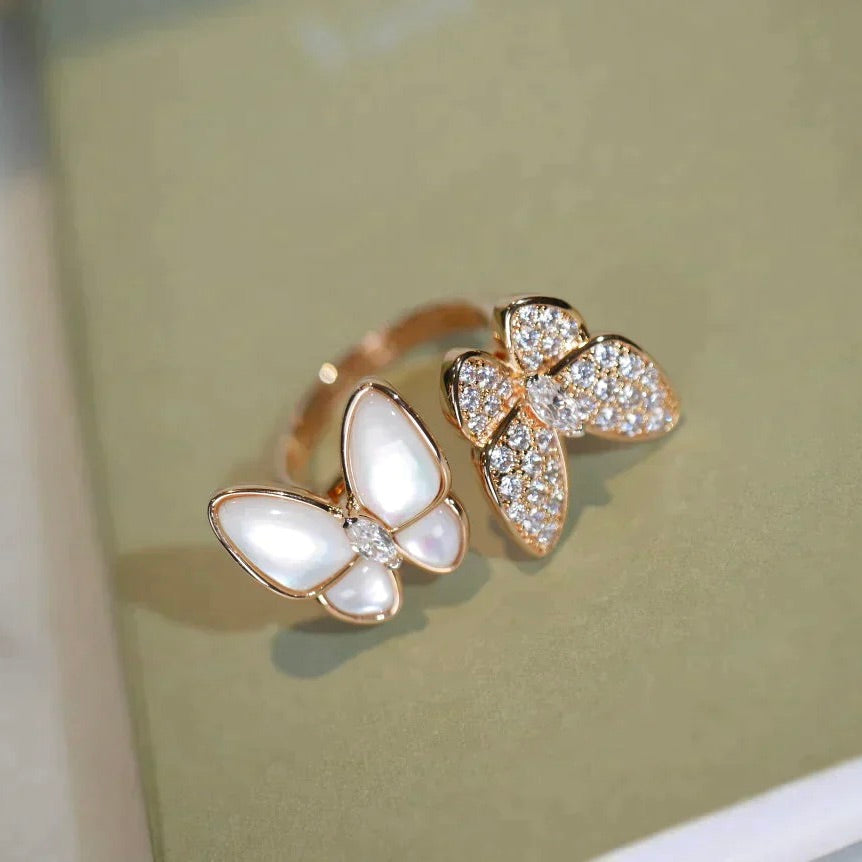 [Everoly JW]ZWILLINGS-SCHMETTERLINGS-DIAMANT-MOP-RING