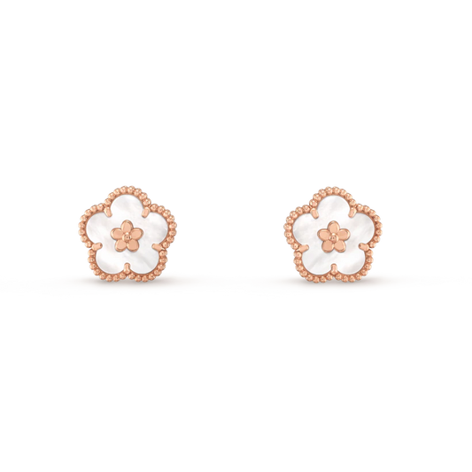 [Everoly JW]LUCKY PINK GOLD WHITE MOP EARRINGS