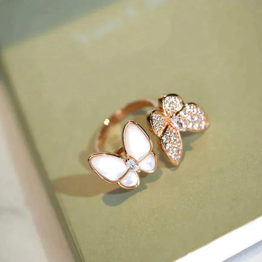 [Everoly JW]ZWILLINGS-SCHMETTERLINGS-DIAMANT-MOP-RING