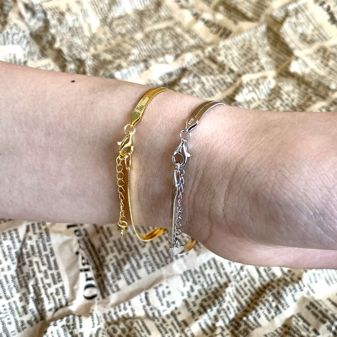 [Everoly JW]Flat Snake Bone Chain Blade Necklace