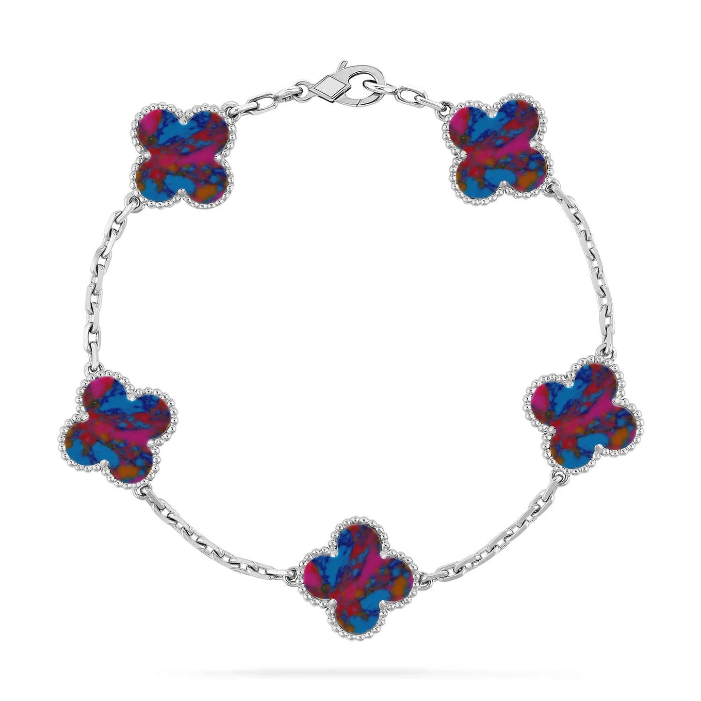[Everoly JW] CLOVER 5 MOTIF COLOR GEMSTONES BRACELET COLLECTION