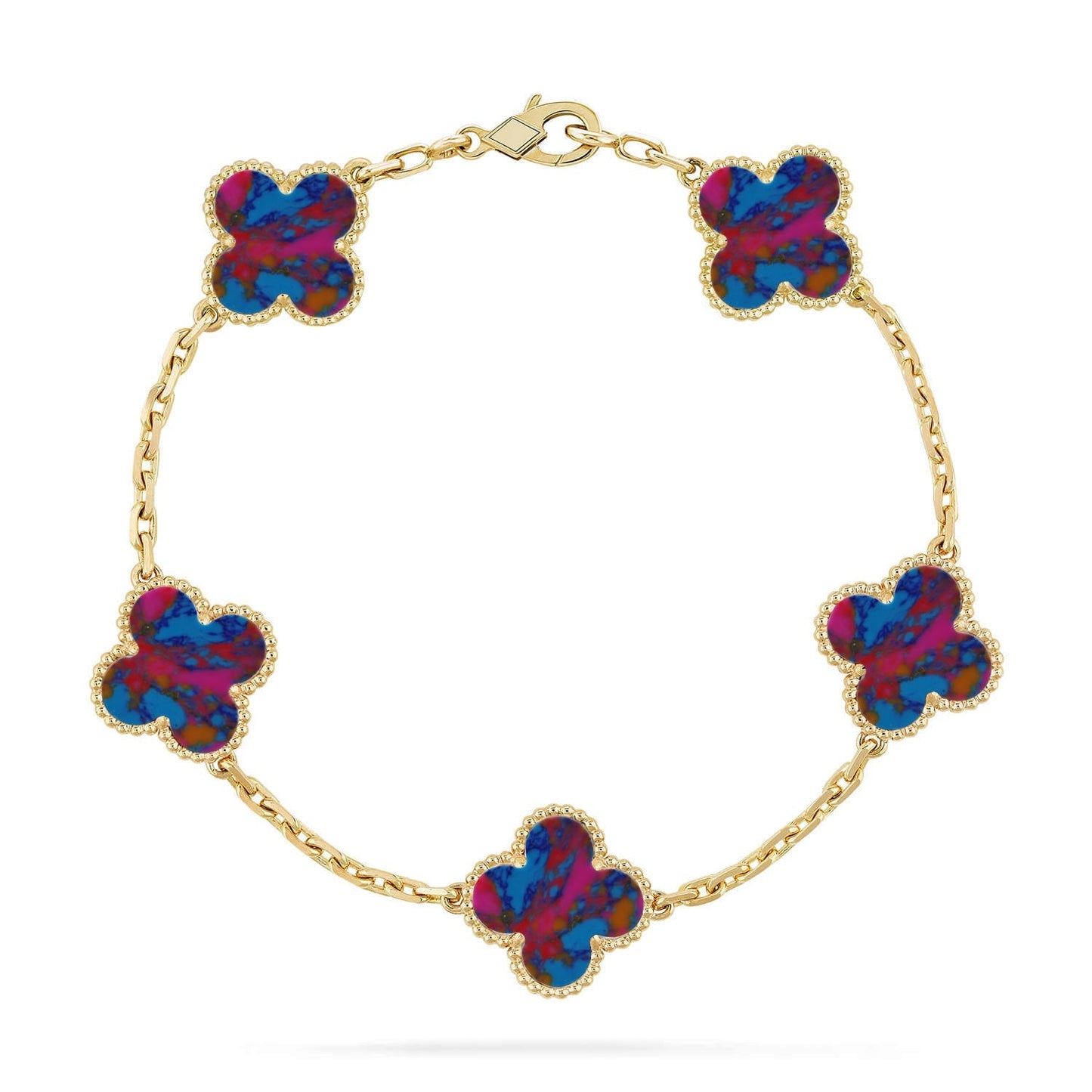 [Everoly JW] CLOVER 5 MOTIF COLOR GEMSTONES BRACELET COLLECTION