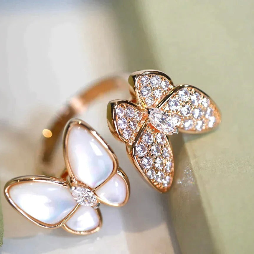 [Everoly JW]ZWILLINGS-SCHMETTERLINGS-DIAMANT-MOP-RING