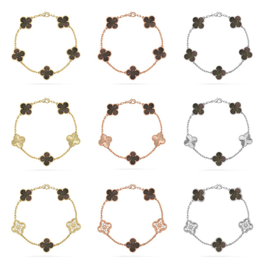[Everoly JW]  CLOVER 5 MOTIF GRAY MOP BRACELET COLLECTION