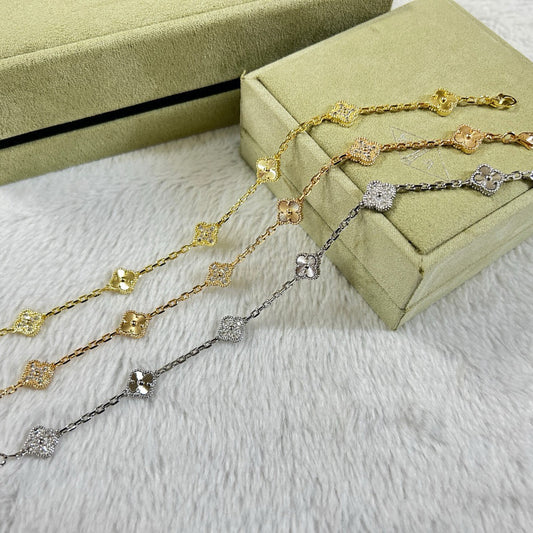 [Everoly JW]CLOVER 6 MOTIF DIAMOND LASER BRACELET