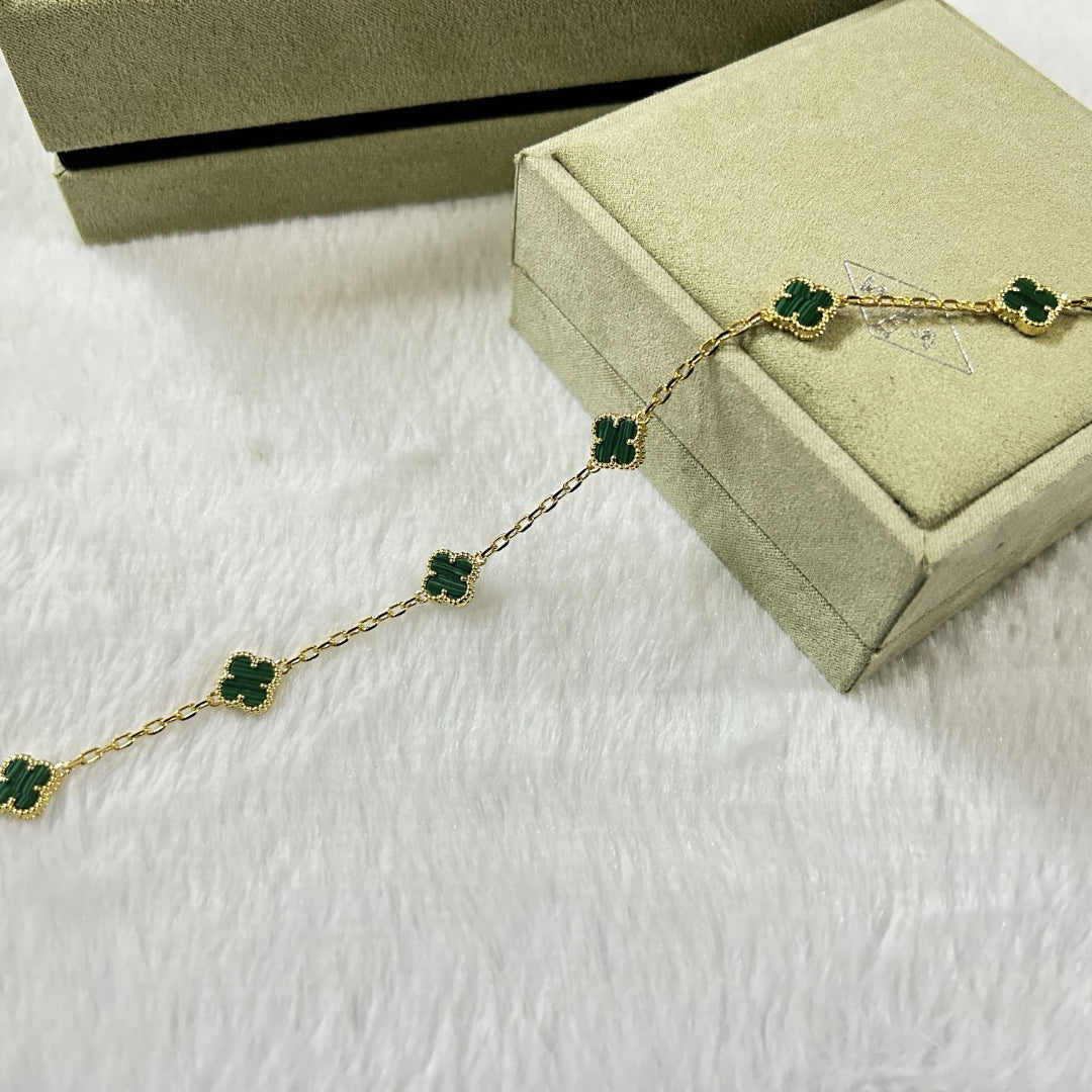 [Everoly JW]CLOVER 6 MOTIF MALACHITE BRACELET