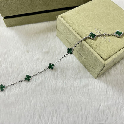 [Everoly JW]CLOVER 6 MOTIF MALACHITE BRACELET