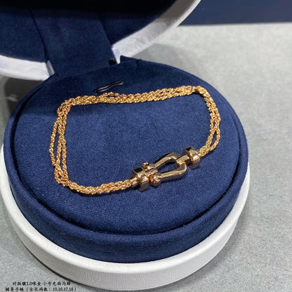 [Everoly JW]FORCE SMALL HORSESHOE  DIAMOND CHAIN ROPE BRACELET