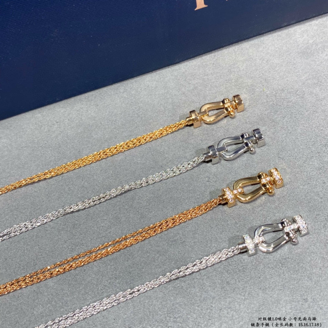 [Everoly JW]FORCE SMALL HORSESHOE  DIAMOND CHAIN ROPE BRACELET