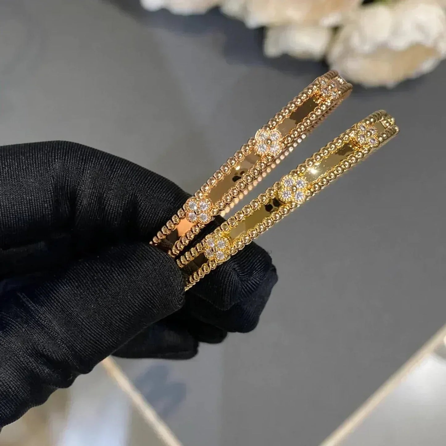 [Everoly JW]CLOVER BRACELET 4MM DIAMONDS
