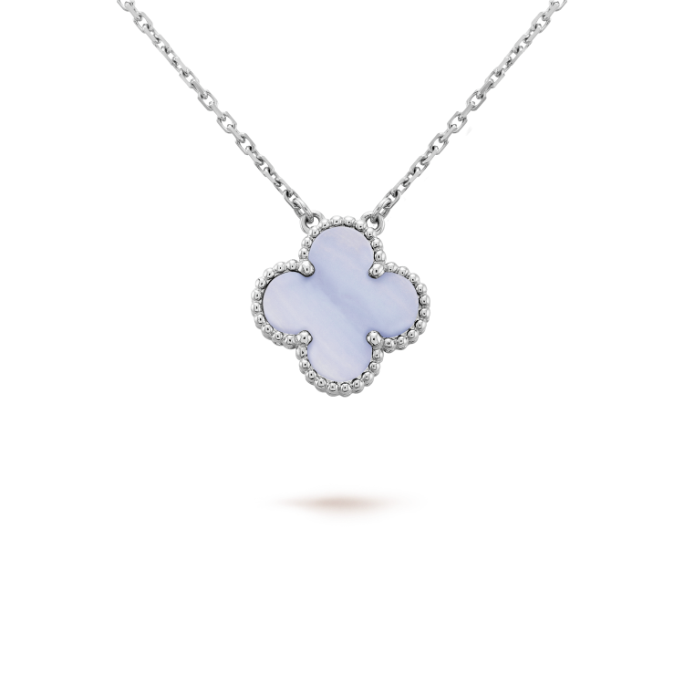 [Everoly JW]CLOVER 15MM BLAU CHALCEDON HALSKETTE SILBER