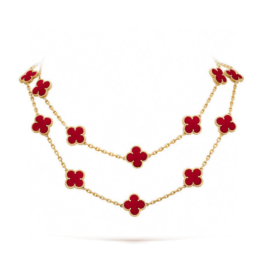 [Everoly JW]CLOVER 20 MOTIFS CARNELIAN NECKLACE