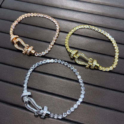 [Everoly JW]FORCE GROSSES HUFEISEN-TENNISARMBAND MIT VOLLEN DIAMANTEN 