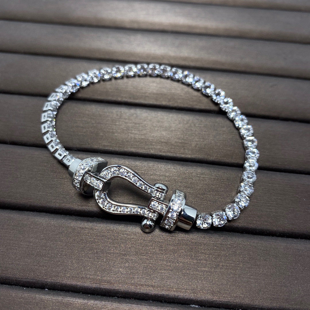 [Everoly JW]FORCE GROSSES HUFEISEN-TENNISARMBAND MIT VOLLEN DIAMANTEN 