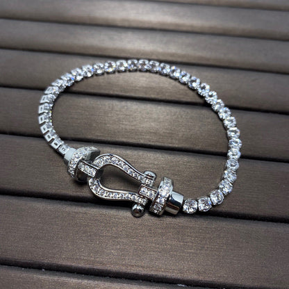 [Everoly JW]FORCE GROSSES HUFEISEN-TENNISARMBAND MIT VOLLEN DIAMANTEN 