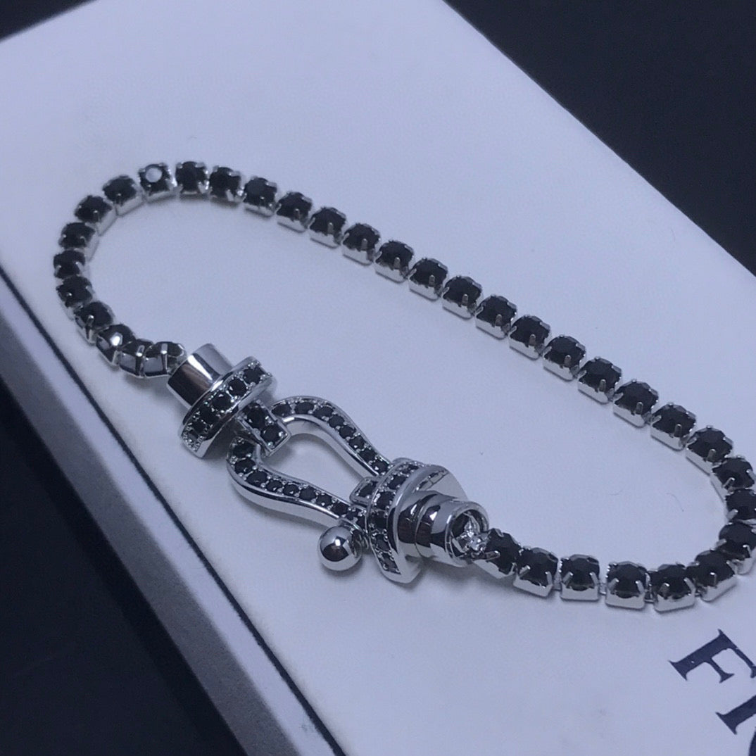 [Everoly JW]FORCE GROSSES HUFEISEN-TENNISARMBAND MIT VOLLEN DIAMANTEN 