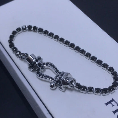 [Everoly JW]FORCE GROSSES HUFEISEN-TENNISARMBAND MIT VOLLEN DIAMANTEN 